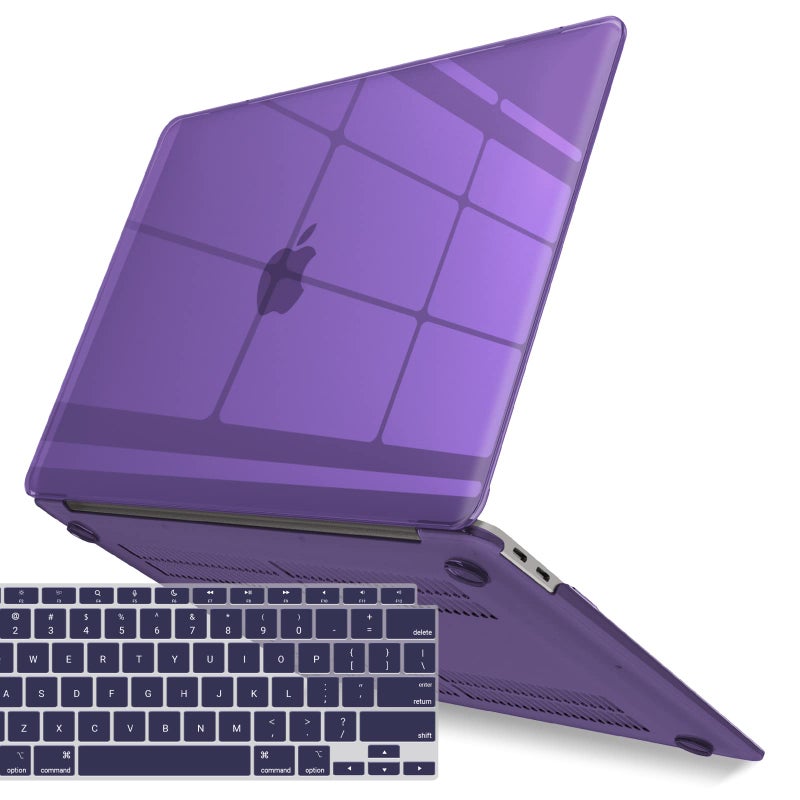 آي بينزر IBenzer متوافق مع حافظة MacBook Air 13 بوصة الجديدة 2022 2021 2020 M1 A2337 A2179 A1932 حافظة بلاستيكية صلبة مع غطاء لوحة مفاتيح لجهاز Mac Retina Display مع Touch ID Crystal Purple AT13CYPU+1 - Image 1